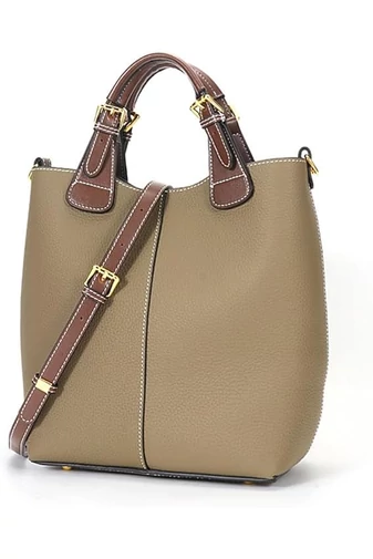  Torebka Bonluo Khaki ze skóry naturalnej Rozmiar (29*27*13 cm)