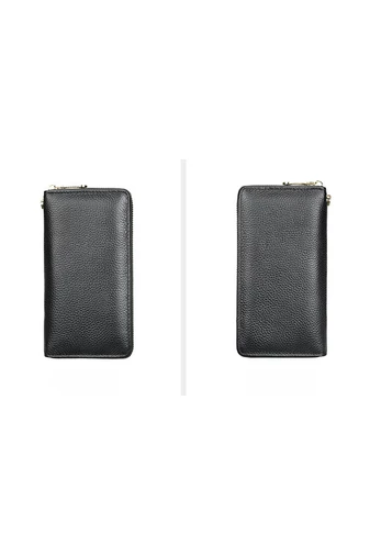  Czarny portfel Bonluo wykonany z prawdziwej skóry, rozmiar 19*10*2 cm