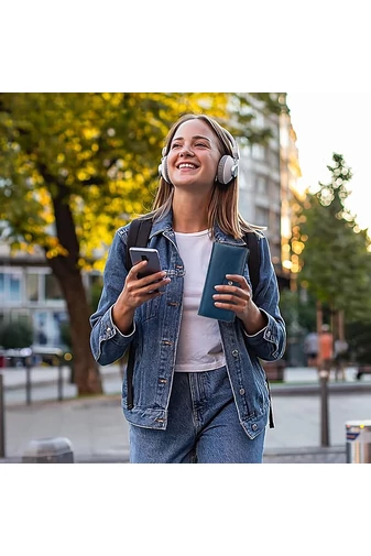  Portfel damski Bonluo w kolorze ciemnoniebieskim, wykonany z prawdziwej skóry, rozmiar (19*10*3,5 cm)