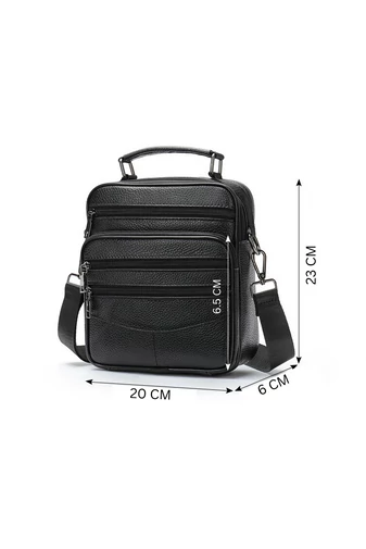  Czarna męska torba typu crossbody Bonluo z prawdziwej skóry, najwyższej jakości, rozmiar (23*20*6 cm)