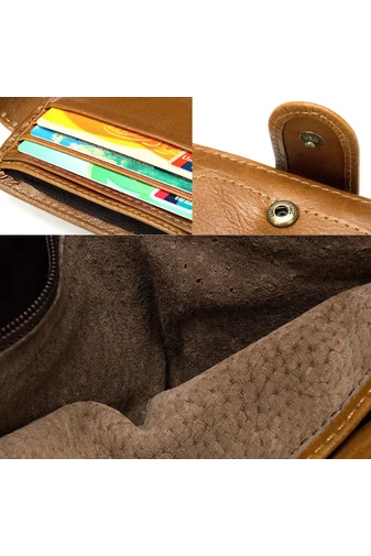  Portfel męski w kolorze brązowym, wzór sępa Bonluo, materiał: skóra naturalna, wymiary (9,5 x 11 x 1,5 cm)