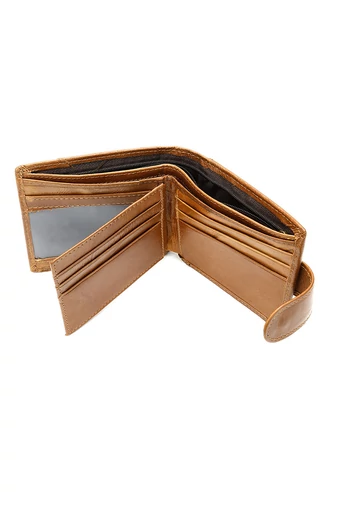  Portfel męski w kolorze brązowym, wzór sępa Bonluo, materiał: skóra naturalna, wymiary (9,5 x 11 x 1,5 cm)