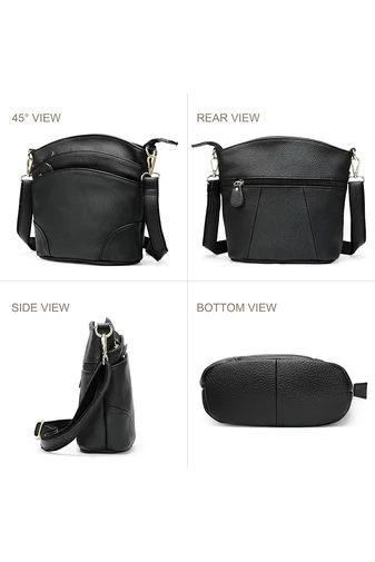  Bonluo Czarna skórzana torba na ramię 21*19,5*9,5 cm