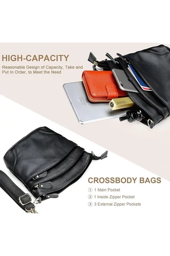  Bonluo Czarna skórzana torba na ramię 21*19,5*9,5 cm