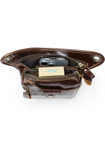  Torba Bonluo Brown z naturalnej skóry, dopinana, rozmiar (17*12*3 cm)