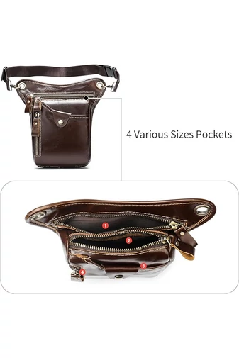  Torba Bonluo Brown z naturalnej skóry, dopinana, rozmiar (17*12*3 cm)
