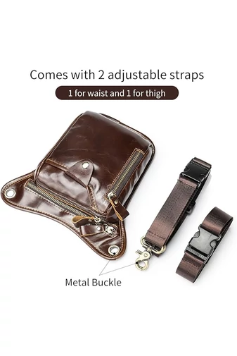  Torba Bonluo Brown z naturalnej skóry, dopinana, rozmiar (17*12*3 cm)