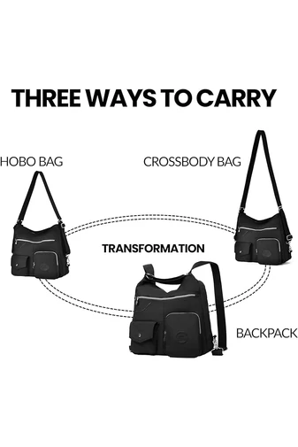  Torba hobo Bonluo damska, czarna, z tagiem RFID, wykonana z wodoodpornego materiału, wymiary 33*34*11 cm