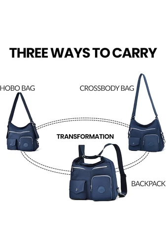  Torba hobo Bonluo damska, ciemnoniebieska, z tagiem RFID, wykonana z wodoodpornego materiału, wymiary 33*34*11 cm