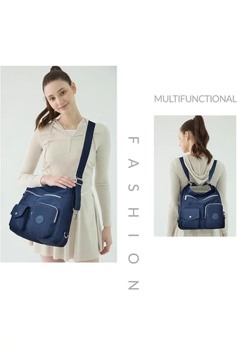  Torba hobo Bonluo damska, ciemnoniebieska, z tagiem RFID, wykonana z wodoodpornego materiału, wymiary 33*34*11 cm