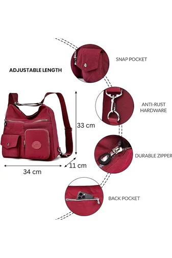  Torba typu hobo Bonluo dla kobiet, ciemna wiśnia, z tagiem RFID, wykonana z wodoodpornego materiału, wymiary 33*34*11 cm