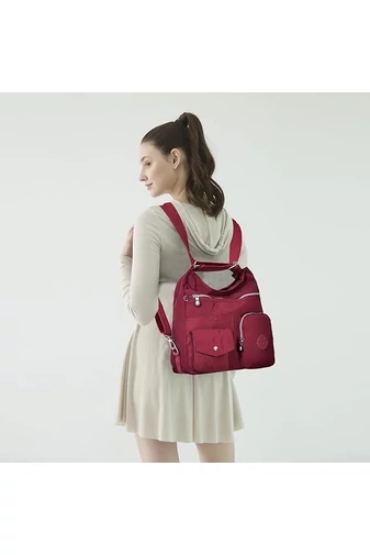  Torba typu hobo Bonluo dla kobiet, ciemna wiśnia, z tagiem RFID, wykonana z wodoodpornego materiału, wymiary 33*34*11 cm