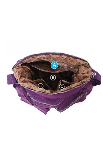  Torba typu hobo Bonluo dla kobiet, ciemnofioletowa, z tagiem RFID, wykonana z wodoodpornego materiału, wymiary 33*34*11 cm