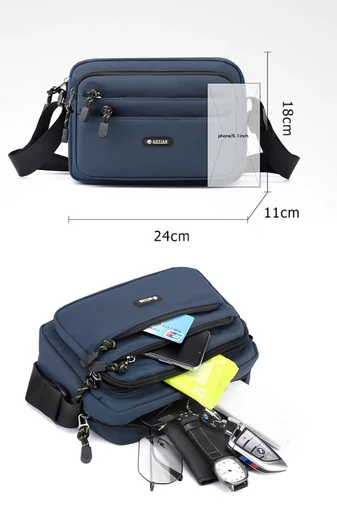  Zielona męska torba na ramię Bonluo z wodoodpornego materiału. Rozmiar (18*24*11 cm)