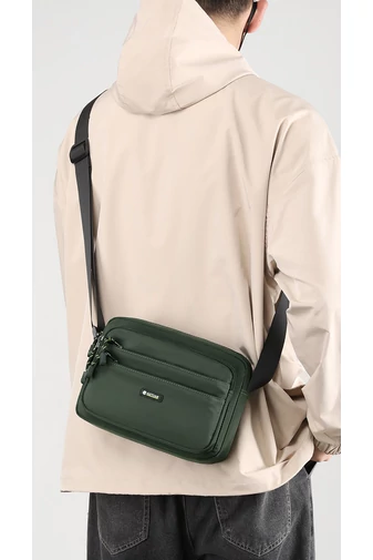  Zielona męska torba na ramię Bonluo z wodoodpornego materiału. Rozmiar (18*24*11 cm)