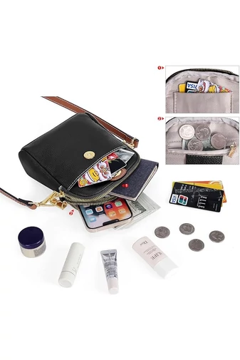  Torebka mini na ramię Bonluo brązowa ze skóry naturalnej, wymiary 20×14×8 cm