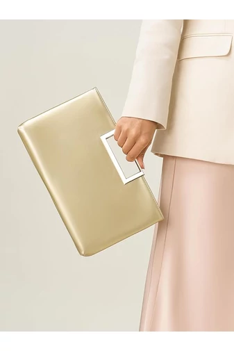  BONLUO Elegancka złota torebka ze skóry ekologicznej (31x21x4 cm)