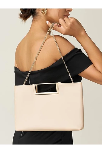  BONLUO Elegancka torebka ze skóry ekologicznej w kolorze nude (31x21x4 cm)