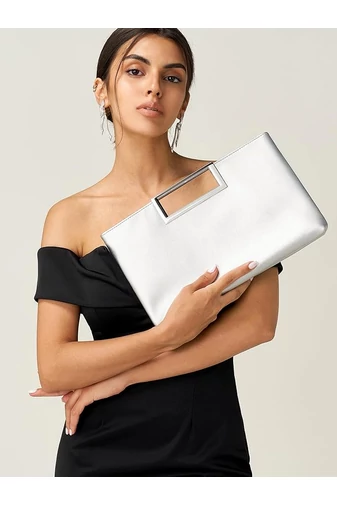 BONLUO Elegancka biała torba ze sztucznej skóry (31x21x4 cm)