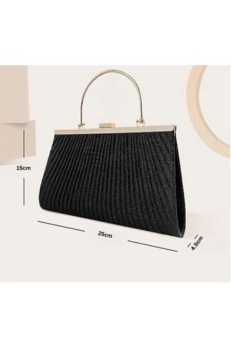  Elegancka czarna torba Bonluo na specjalne okazje z metalowym uchwytem, rozmiar akcesoriów (15*25*4,5 cm)