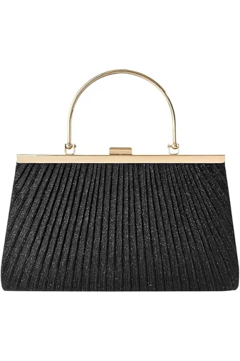  Elegancka czarna torba Bonluo na specjalne okazje z metalowym uchwytem, rozmiar akcesoriów (15*25*4,5 cm)