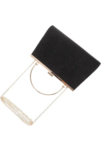  Elegancka czarna torba Bonluo na specjalne okazje z metalowym uchwytem, rozmiar akcesoriów (15*25*4,5 cm)