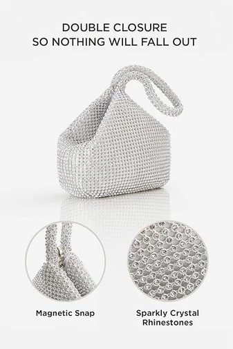 Bonluo Elegancka mała torebka satynowa w kolorze srebrnym, rozmiar 13*13 cm