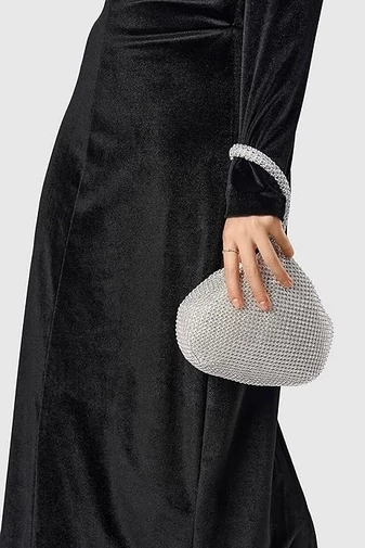 Bonluo Elegancka mała torebka satynowa w kolorze srebrnym, rozmiar 13*13 cm