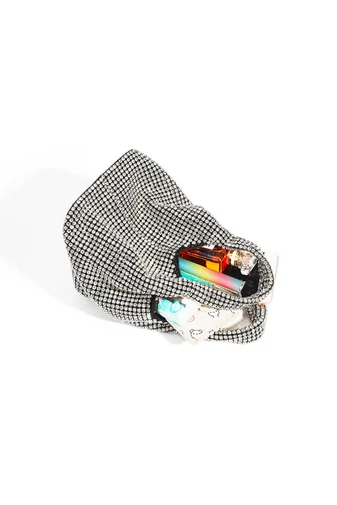  Elegancka torebka Bonluo w kolorze satyny srebrnej, mała (14,5*14,5*15 cm)