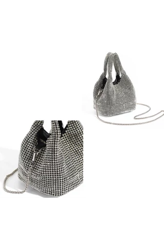  Elegancka torebka Bonluo w kolorze satyny srebrnej, mała (14,5*14,5*15 cm)