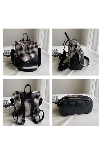 Plecak i Torebka Na Ramię Bonluo Niebieska We Wzory Z Ekoskóry 32*25*14 cm