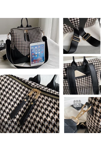 Plecak i Torebka Na Ramię Bonluo Niebieska We Wzory Z Ekoskóry 32*25*14 cm