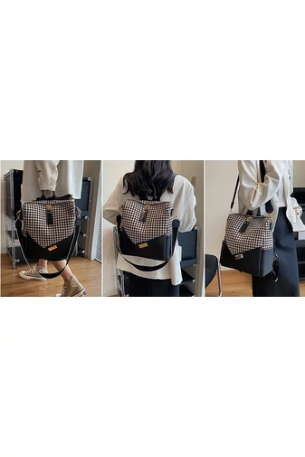 Plecak i Torebka Na Ramię Bonluo Niebieska We Wzory Z Ekoskóry 32*25*14 cm