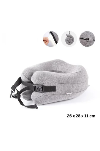  Poduszka pod szyję Bonluo w kształcie litery U z pianki memory w kolorze szarym, rozmiar 26*28 cm