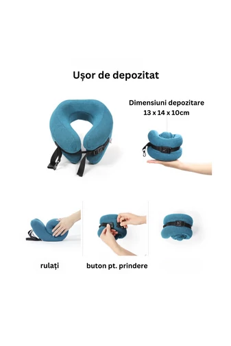  Poduszka pod szyję Bonluo w kształcie litery U z pianki memory w kolorze szarym, rozmiar 26*28 cm