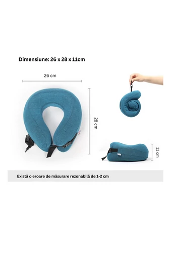  Poduszka pod szyję Bonluo w kształcie litery U z pianki memory w kolorze szarym, rozmiar 26*28 cm