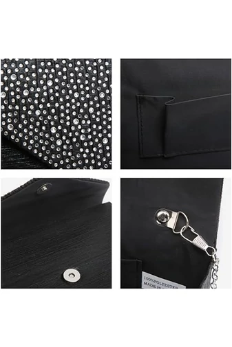  Elegancka beżowa torebka Bonluo zdobiona kamieniami (21 x 12,5 x 5 cm)