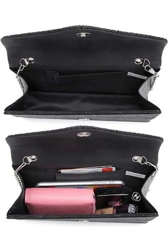  Elegancka beżowa torebka Bonluo zdobiona kamieniami (21 x 12,5 x 5 cm)