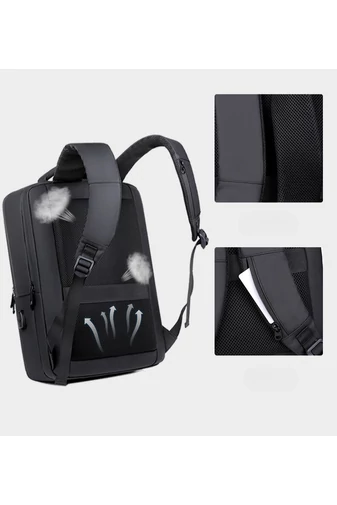 Plecak biznesowy Bonluo w kolorze szarym, idealny na podróż, wykonany z wysokiej jakości, wodoodpornego materiału, wymiary: 42 x 30 x 13 cm