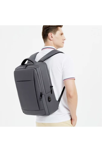 Plecak biznesowy Bonluo w kolorze szarym, idealny na podróż, wykonany z wysokiej jakości, wodoodpornego materiału, wymiary: 42 x 30 x 13 cm