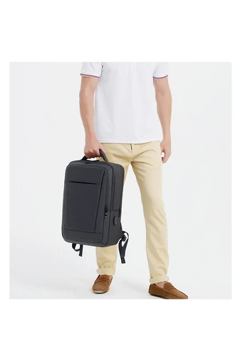 Plecak biznesowy Bonluo w kolorze szarym, idealny na podróż, wykonany z wysokiej jakości, wodoodpornego materiału, wymiary: 42 x 30 x 13 cm