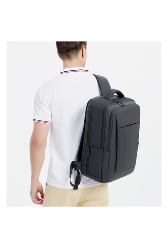 Plecak biznesowy Bonluo w kolorze szarym, idealny na podróż, wykonany z wysokiej jakości, wodoodpornego materiału, wymiary: 42 x 30 x 13 cm