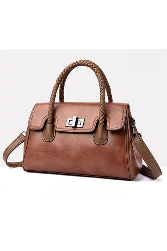 Torebka Bonluo Brown wykonana z ekologicznej skóry, wymiary 18*28*9 cm