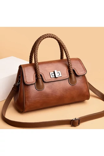 Torebka Bonluo Brown wykonana z ekologicznej skóry, wymiary 18*28*9 cm