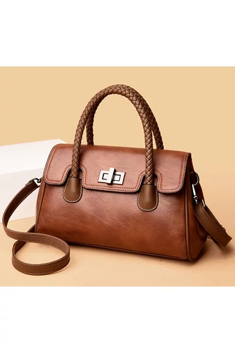 Torebka Bonluo Brown wykonana z ekologicznej skóry, wymiary 18*28*9 cm