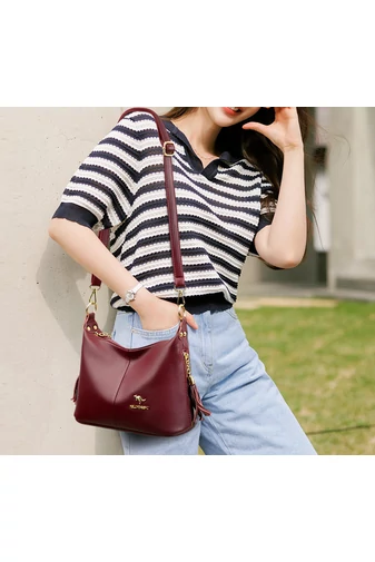  Torba na ramię Bonluo Cherry wykonana z ekoskóry, rozmiar 22*26*11 cm