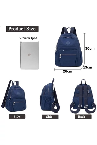 Wielofunkcyjny ciemnoniebieski plecak wykonany z wodoodpornej tkaniny Oxford, wymiary 30*26*13 cm