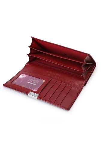  Elegancki damski portfel Bonluo w kolorze czarnym, wykonany z oryginalnej lakierowanej skóry z wzorem krokodyla, wymiary 9*18*3 cm