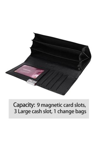  Elegancki damski portfel Bonluo w kolorze czarnym, wykonany z oryginalnej lakierowanej skóry z wzorem krokodyla, wymiary 9*18*3 cm