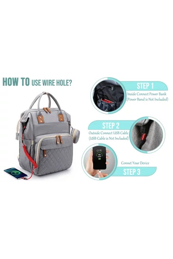  Wielofunkcyjny, wodoodporny plecak poliestrowy Bonluo w kolorze różowo-szarym dla mam z portem USB, rozmiar Wizzair (40*29*15 cm)